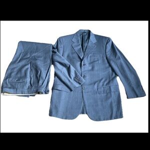 BASILE Italy Gray Pinstripe Wool Suit Set Jacket Pant US 42 Syd Jerome Chicago